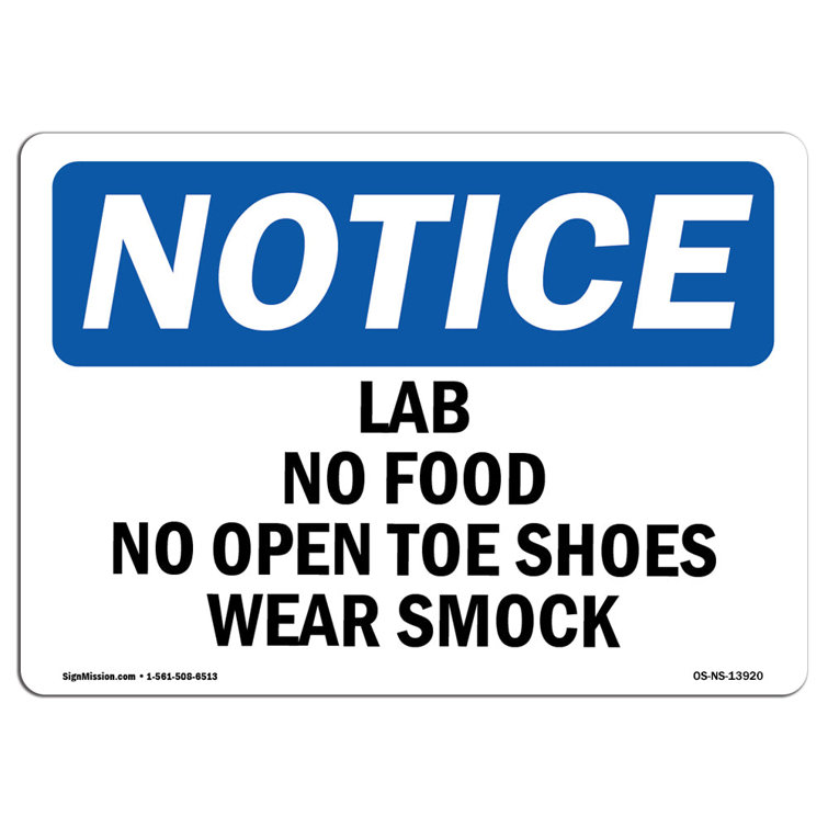 SignMission Lab No Food No Open Toe Shoes Wear Smock Sign Wayfair